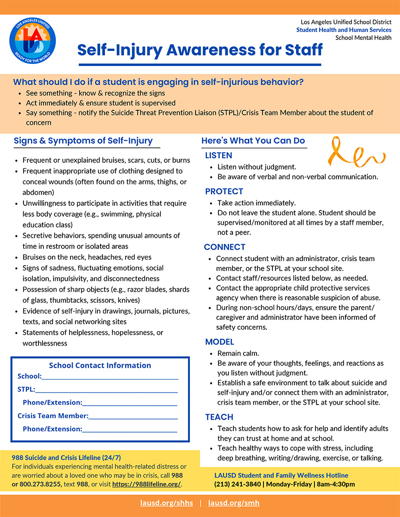 Self-injury Awareness for Staff